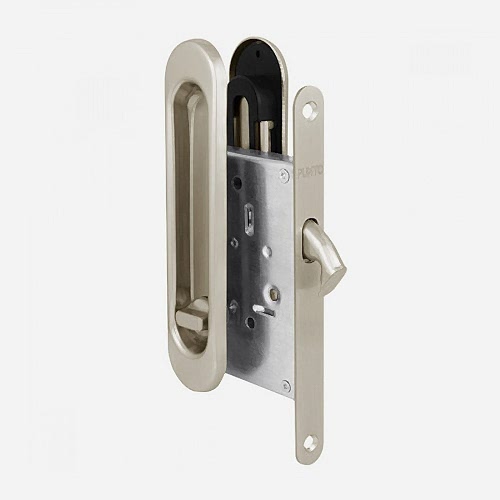 Набор для раздвижных дверей с фиксатором , никель Набор для раздвижных дверей с фиксатором , никель